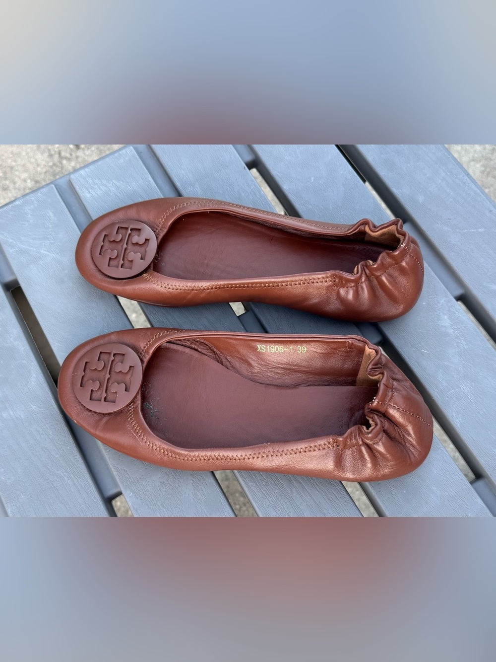 Tory Burch Women’s Brown Leather Minnie Travel Ballet Flats! Size 39 (8.5/9). - Picture 4 of 12